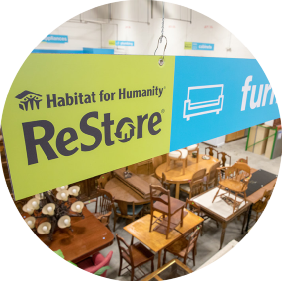 ReStore sign showing the furniture section