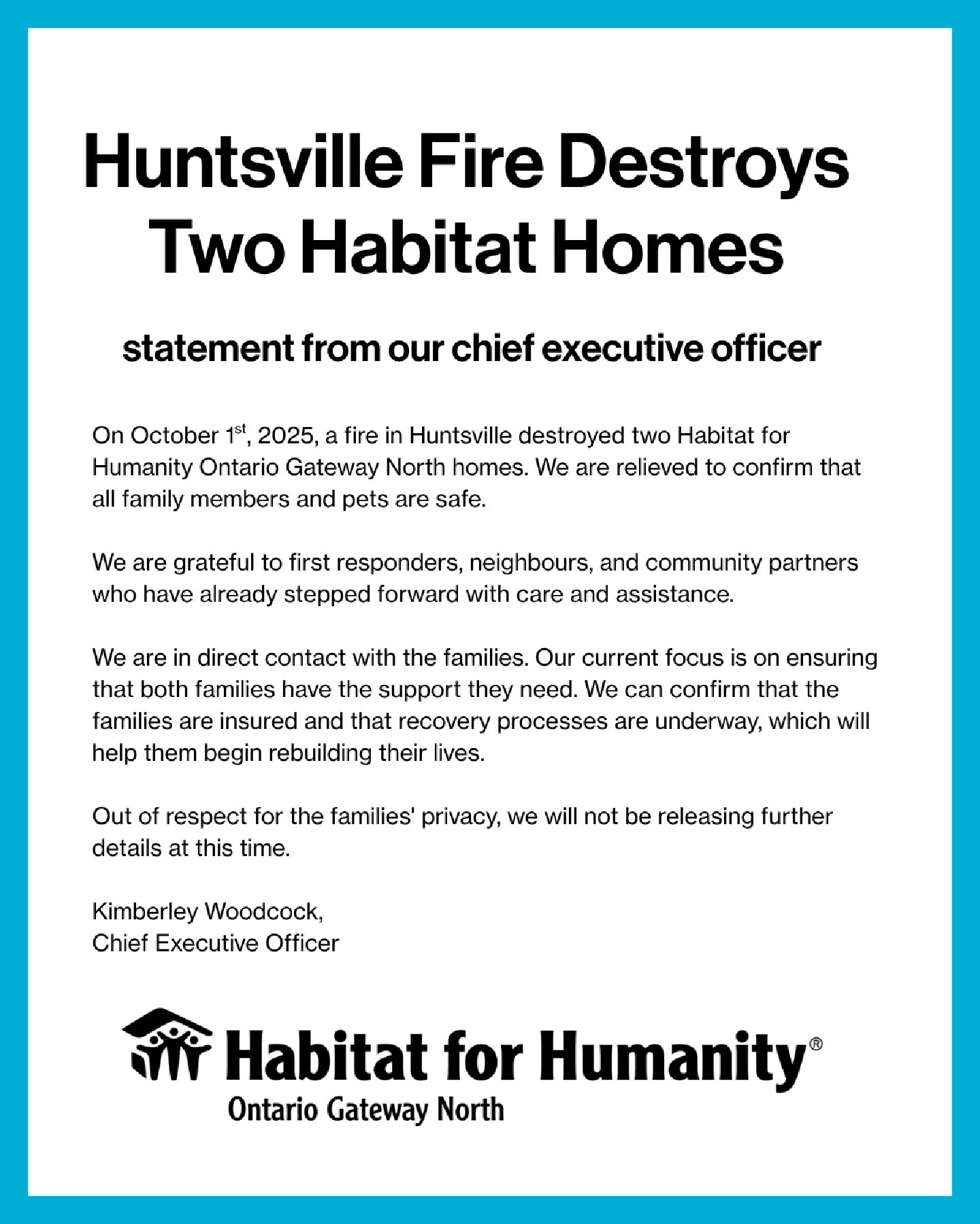 Huntsville Fire Destroys Two Habitat Homes: Statement From Our CEO